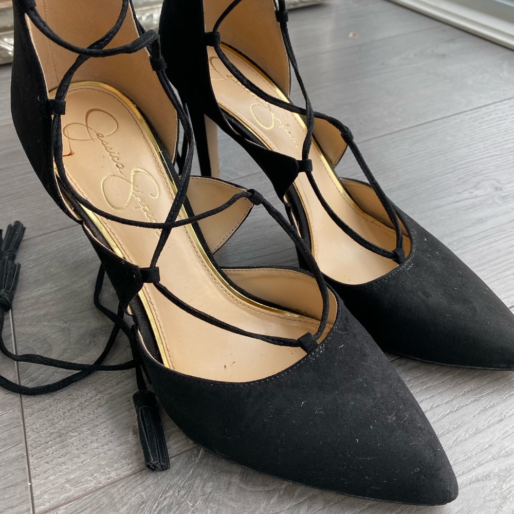 Jessica Simpson suede lace up pumps